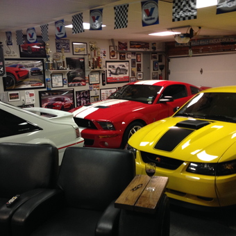 Garage with Classic Mustangs, Racing Decor, and Lounge Chairs - Jeff from Richmond, TX