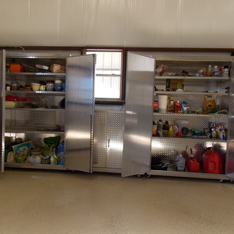 Diamond Plate Storage Cabinets with Supplies - Jim from Caldwell, TX