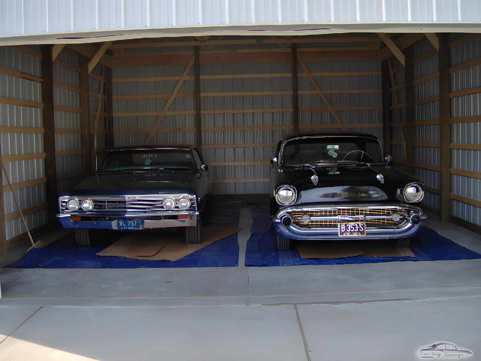 Classic Cars Parked on Tarps in Metal Garage - Dale from North Ridgeville, OH