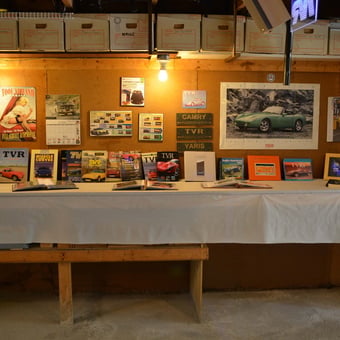 Classic Car Posters and TVR Books Display - Bill from Blue Mountains Ontario