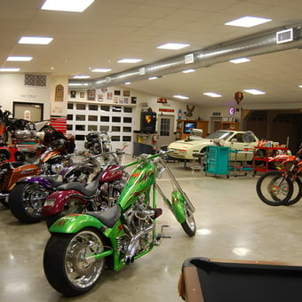 Custom Motorcycles and Classic Cars in Spacious Garage - Jeff from Birmingham, AL