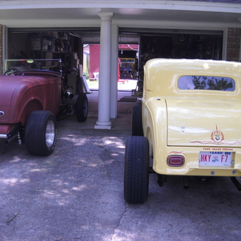 Classic Hot Rod Coupes Parked in Garage - Three 32's from Houston, TX