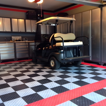 Diamond Plate Cabinets and Checkered Flooring Garage - Jay from Brookville, NY