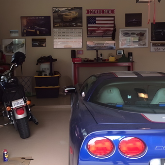 Corvette Garage with Motorcycle and Wall Decor - Mike from Lantana, TX