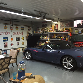 Corvette Garage with Wall Signs and Tool Storage - Mob Boss