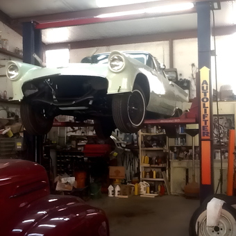 Classic Car on Auto Lift in Busy Garage - Twisterl from Robert Lee, TX