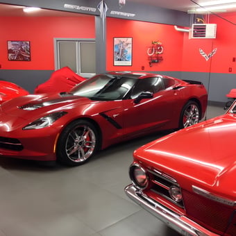 Red Sports Cars in Modern Garage with Wall Art - Tim from Rapid City, SD