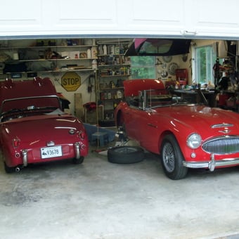 Classic Red Convertibles and Garage Storage - Robert Scalla from Simsbury, CT