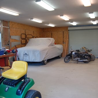 Organized Garage With Covered Car, Motorcycle, Tools - taclem from Preston, ID