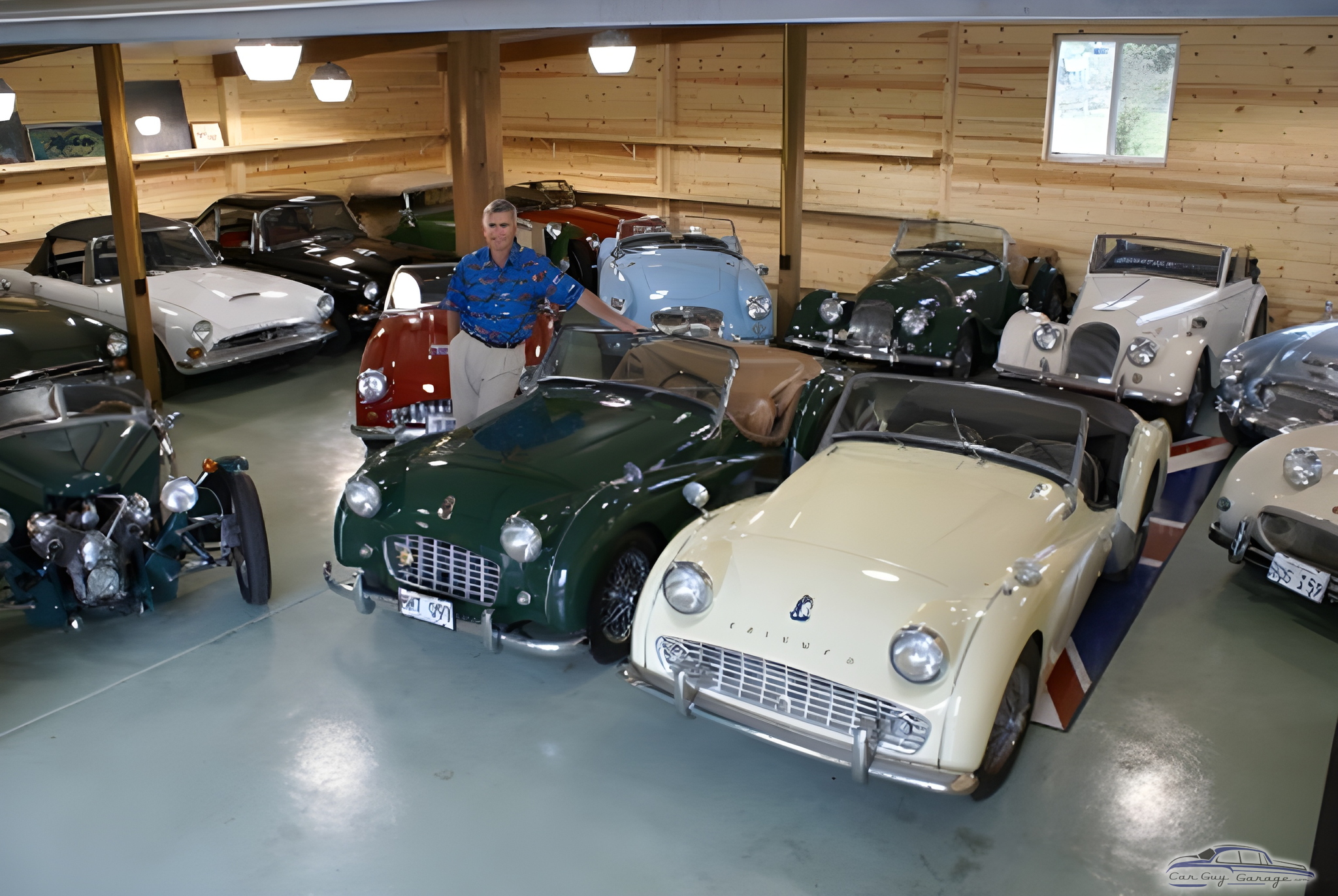 Classic British Sports Cars Displayed in Wood Garage - Robert from Honokaa, HI