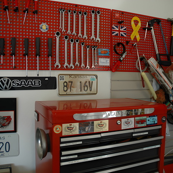 Organized garage tool wall and red tool chest - Rich from Lawrence, KS