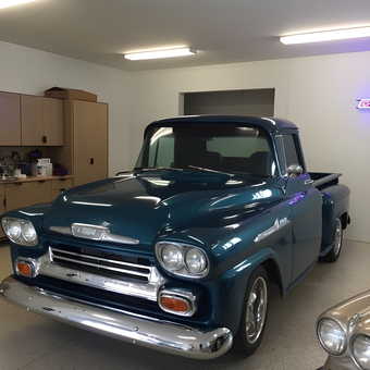 Classic Chevy Truck in Organized Garage - Severely Twisted from Nokomis, FL