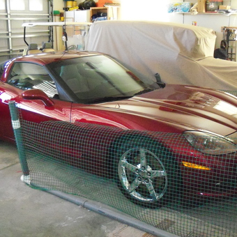 Red Corvette, Covered Car, Garage Shelving - Lee from Valley Springs, CA