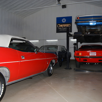 Classic Cars and Car Lift in Organized Garage - Kim from Stony Plain, Alberta, Canada