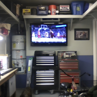 Organized garage with tool chests and TV - Robert from West Sacramento, CA