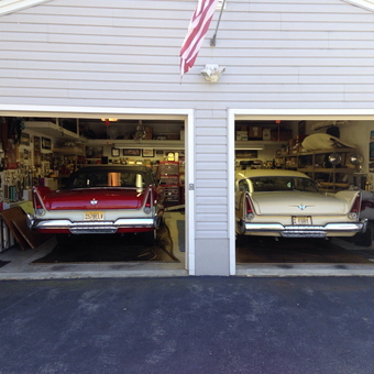 Classic Car Garage with Tool Cabinets and Trophies - Anonymous