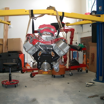 Engine Hoist and Lift Setup in Organized Garage - Hemi Jim from Durham, NC