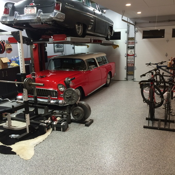 Classic Car Garage with Lift, Gym, and Bike Storage - Rudy's Garage from Santa Ana, CA
