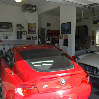 Organized garage with classic cars and wall decor - Rich from Lawrence, KS