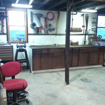 Organized garage workshop with cabinets and tools - Doc Steve from Kansas City, KS