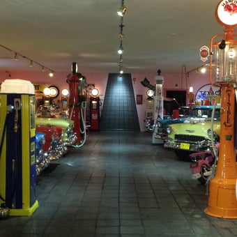Vintage Gas Pumps and Classic Cars Display - Veit Automotive Foundation from Buffalo, MN