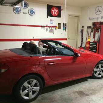 Red Mercedes Convertible in Organized Garage - Ronnie from Boerne, TX