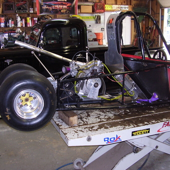 Dragster and Classic Car in Organized Garage - Butch Nelson from Palatine, IL