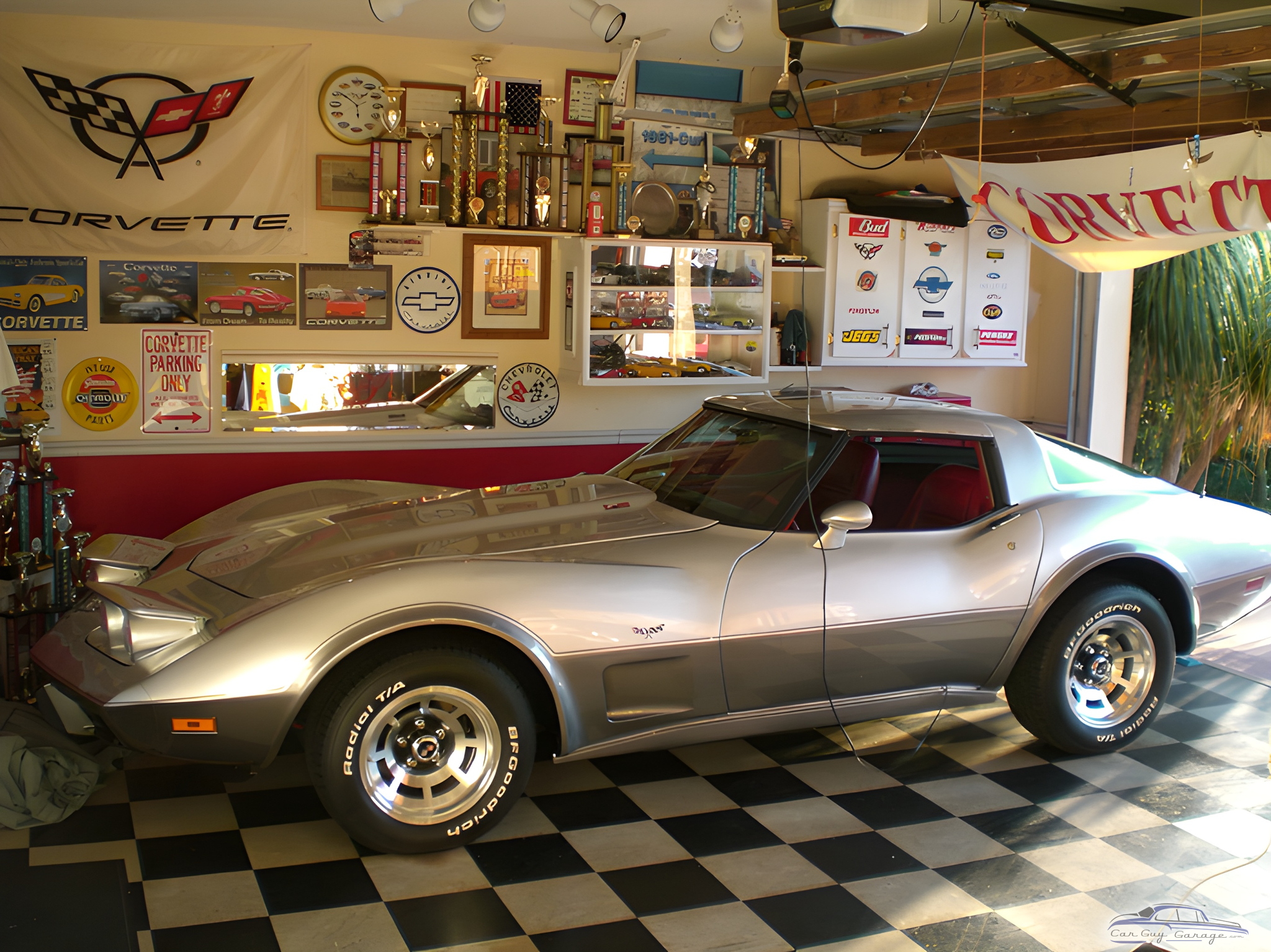 Corvette Garage with Checkered Floor and Wall Decor - Alex from Miami, FL