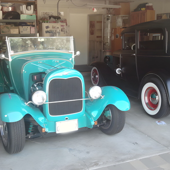 Classic Cars in Organized Garage with Cabinets - Jon Di Vall from Orange, CA