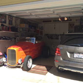 Organized Garage with Classic Hot Rod and Storage Cabinets - Leonard from Newport Beach, CA