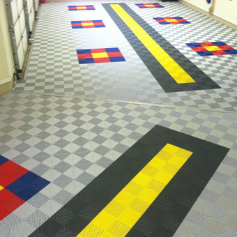 Custom garage floor tiles with yellow accents - Bea from Royersford, PA