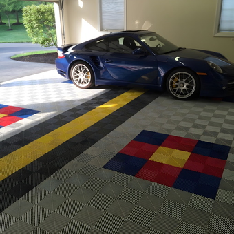 Colorful Modular Garage Flooring Tiles with Sports Car - Bea from Royersford, PA