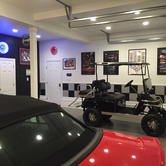 Stylish garage with neon signs and wall art - LBC from Mount Airy, MD