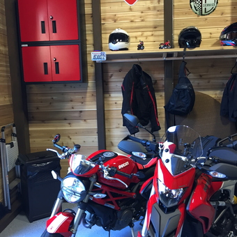 Ducati Motorcycles, Red Cabinets, and Gear Storage - Bike Guy from Olalla, WA