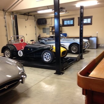 Classic Cars on Four Post Lift in Pristine Garage - Wademan from Bonny Doon, CA