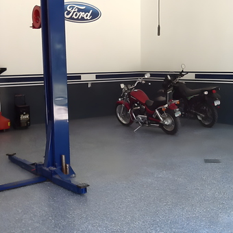 Garage with Vehicle Lift, Epoxy Floor, and Motorcycles - Bob from Saranac, MI