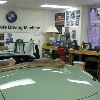Classic Convertible and BMW Decor in Organized Garage - Phil's from High Point, NC