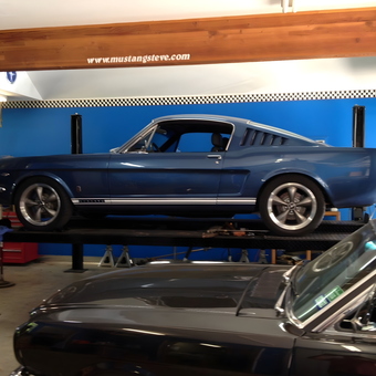 Classic Mustang on Four Post Lift in Custom Garage - MustangSteve from Red Oak, TX