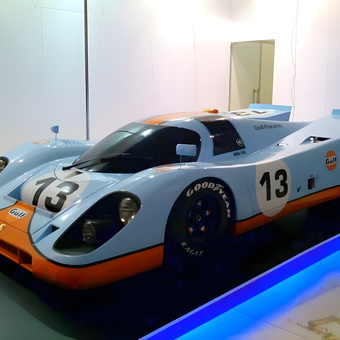 Gulf-liveried Porsche race car display with blue LED base - cleber lopes from fort lauderdale, FL