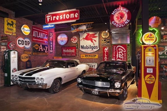 Collector Car Showcase from Oyster Bay, NY showing Reproduction Gas Pumps