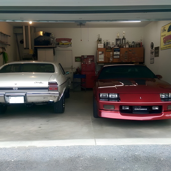 Classic Chevelle and Camaro in Organized Garage - debbie selby from columbiana, OH