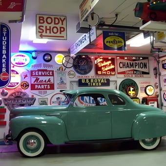 Classic Car Garage with Vintage Signs and Neon - Lance from Seattle, WA