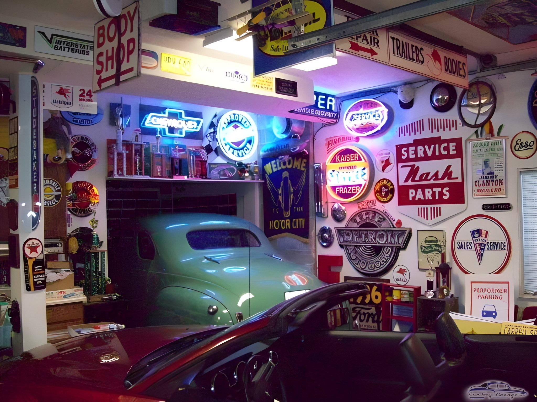 Vintage Garage with Neon Signs and Classic Cars - Lance from Seattle, WA