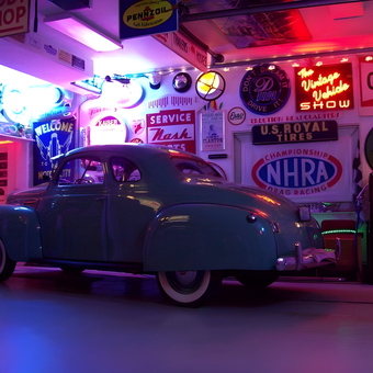 Vintage Car and Neon Garage Signs Display - Lance from Seattle, WA