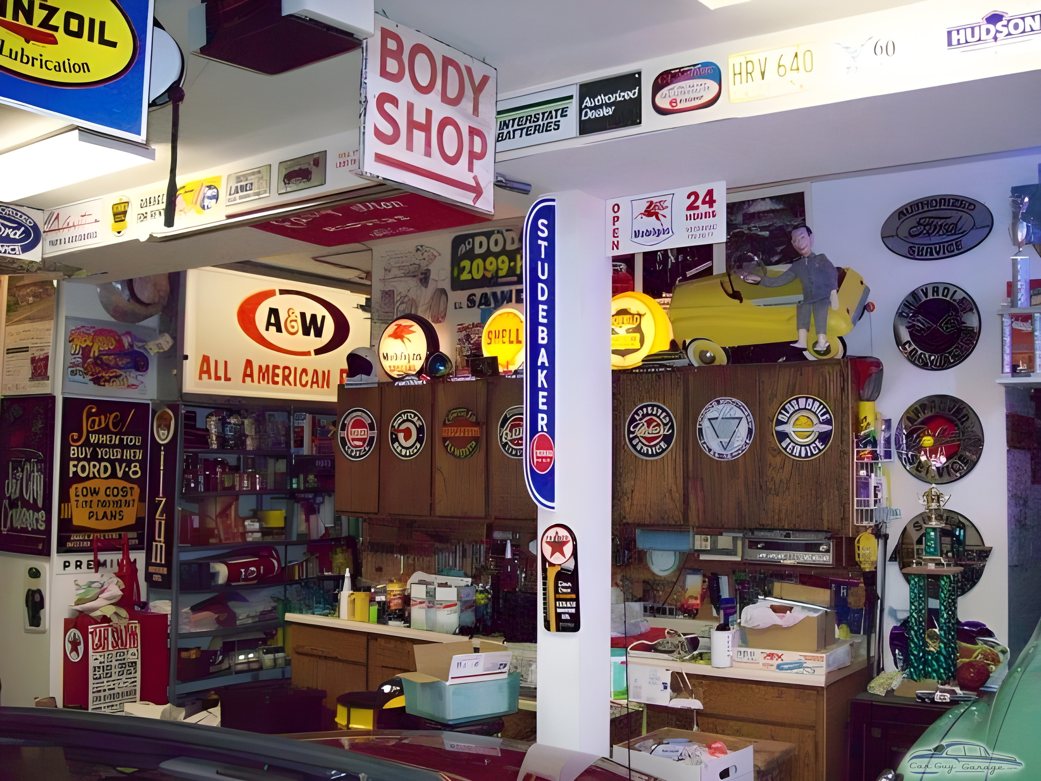 Vintage Garage Decor with Retro Signs and Cabinets - Lance from Seattle, WA