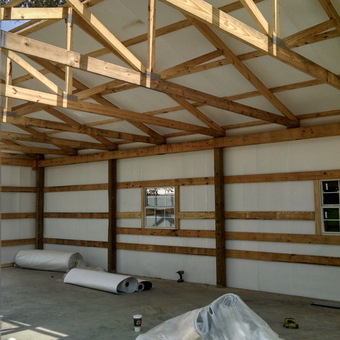 Partially Finished Garage with Exposed Wood Trusses - Jax' Dossey from Texarkana, AR