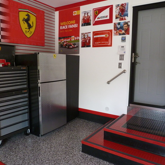 Ferrari-Themed Garage With Tool Chest and Fridge - Ferrarimike from Chalfont, Pa
