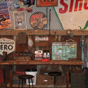 Vintage Garage Workbench with Tools and Decor - Workshop Hero from Howell, MI