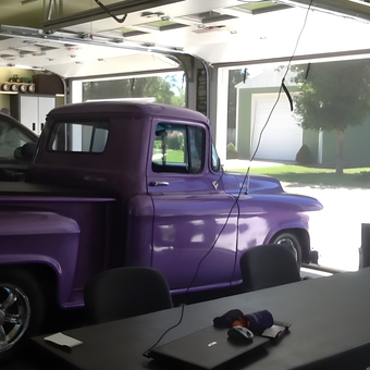 Classic Purple Truck and Chrome Wheels in Spacious Garage - Vicks from Lake City, Minnesota