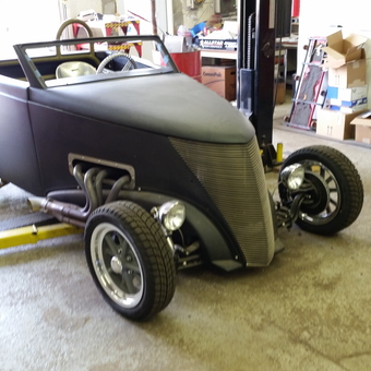 Hot Rod Roadster on Lift in Organized Garage - TE from New Castle, DE